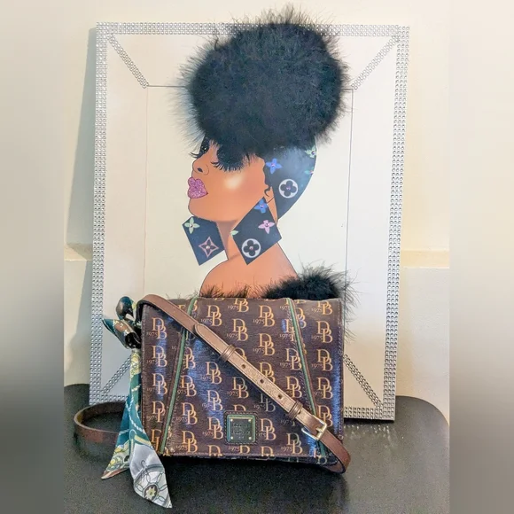 Dooney & Bourke Grace Signature DB Brown Crossbody Bag - Picture 1 of 17
